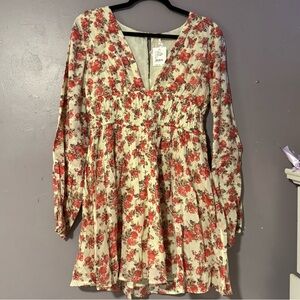 Free People | Floral | Long Sleeve | Mini Dress | Size Small | New with Tags